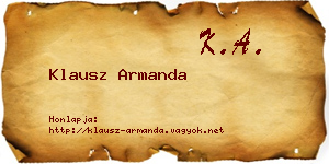 Klausz Armanda névjegykártya